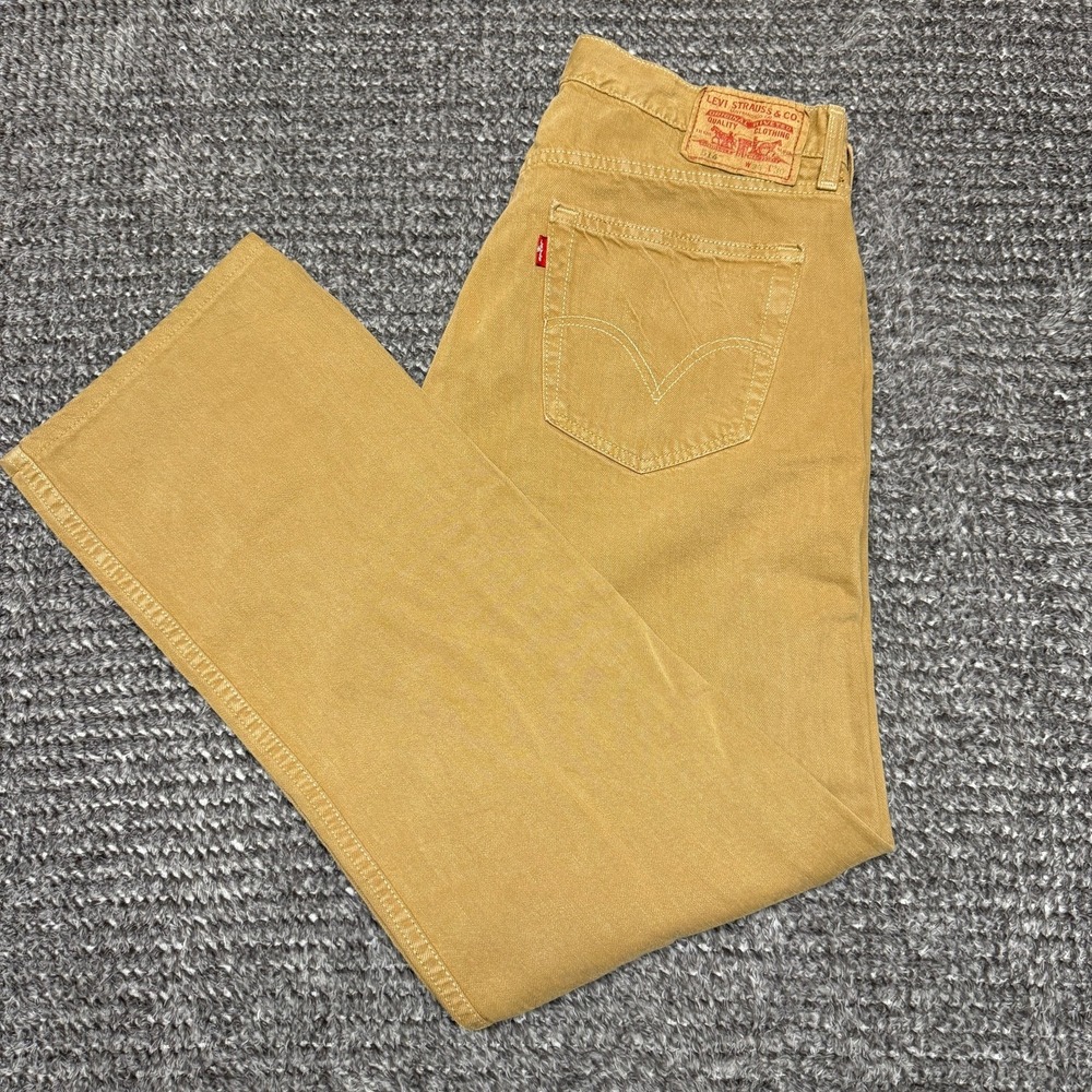 Vintage Levis Mens 514 Slim Straight Corduroy Jeans W36 L34 Tan Casual Y2K